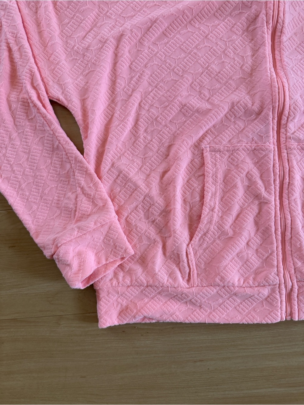 PUMA WOMENS PINK VELOUR TRACKSUIT SWEATSUIT FULL ZIP HOODIE DRAWSTRING JOGGERS M - Picture 4 of 14